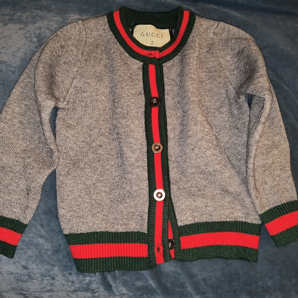 Gucci Grey Web Cardigan 2T